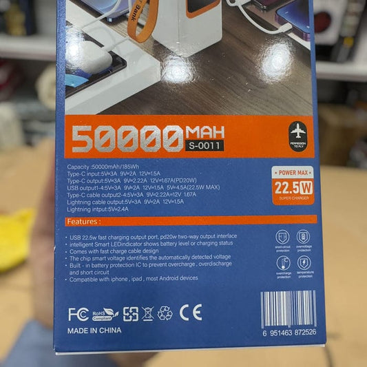 50000mAh S-0011 Power Bank with 22.5W Super Fast Charging